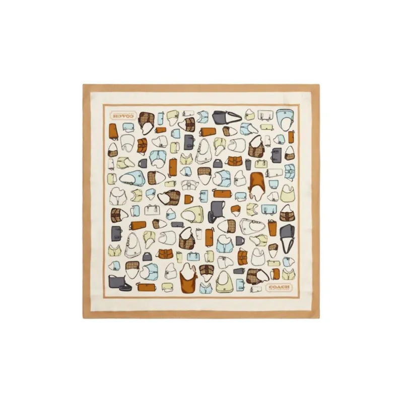 COACH Silk, Silk Scarves Women's Beige-0