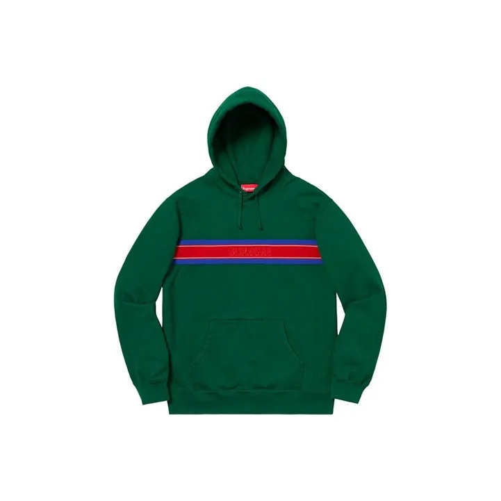 Supreme Chest Stripe Logo Hooded Sweatshirt-0