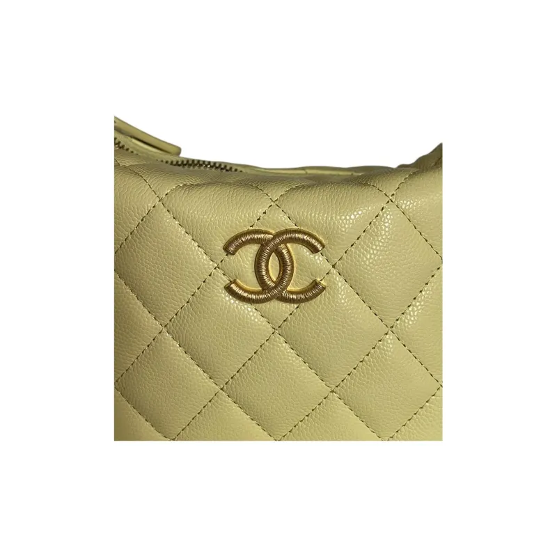 CHANEL Cow Leather Handbag Small Size Women's Yellow-2