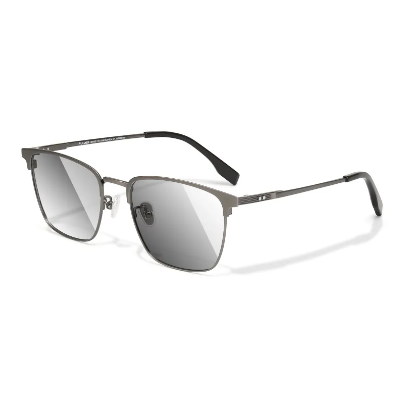 PULAIS Plate Frame Pure Titanium Β Titanium Browline Sunglasses Unisex-4