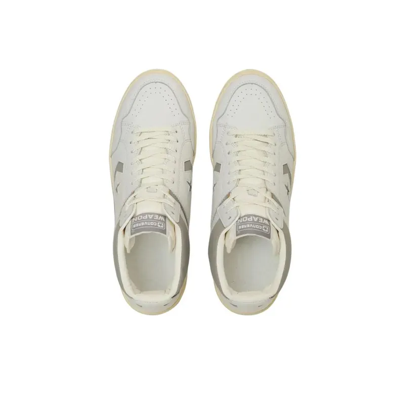 Converse WEAPON VTG Anti Slip Wear Resistant High Top Vintage Basketball Shoes Unisex White Gray-3