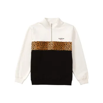 Supreme Leopard Panel Half Zip Sweatshirt