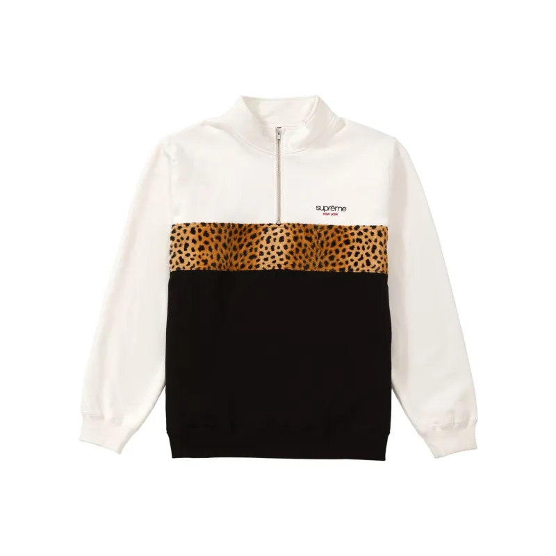 Supreme Leopard Panel Half Zip Sweatshirt-0