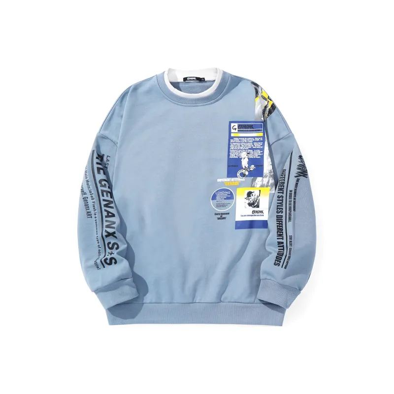 GENANX Sweatshirt Unisex Gray Blue-0