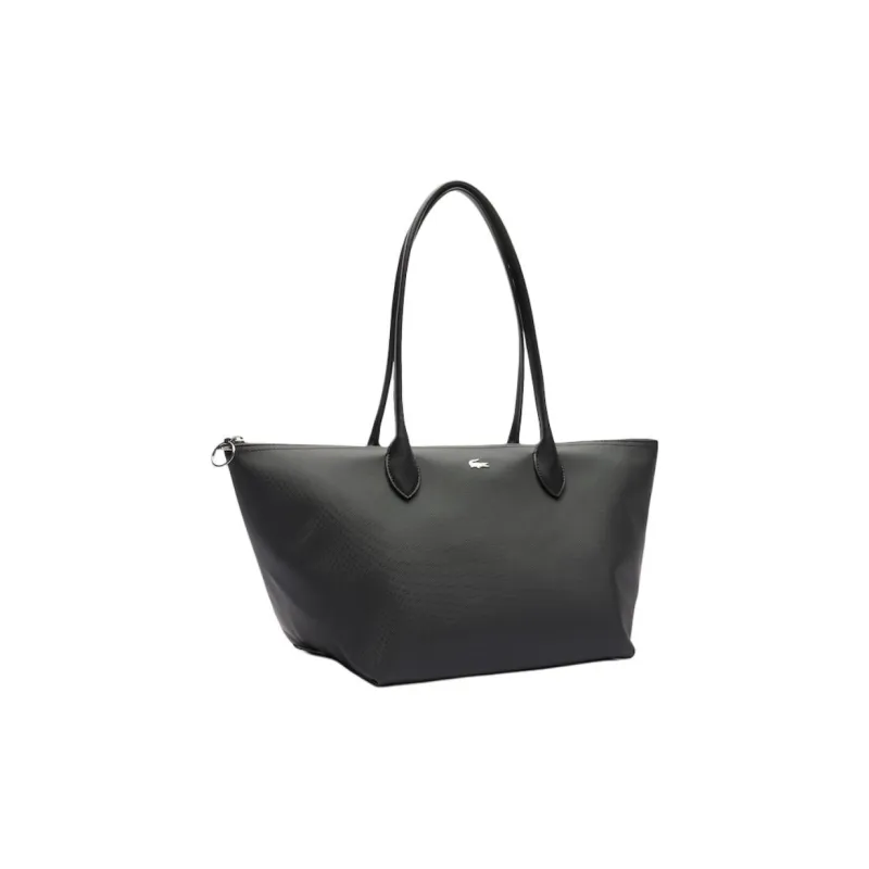 LACOSTE PVC Tote Bag Shopping Bag Shoulder Bag Handbag Large Size Women's Black-1