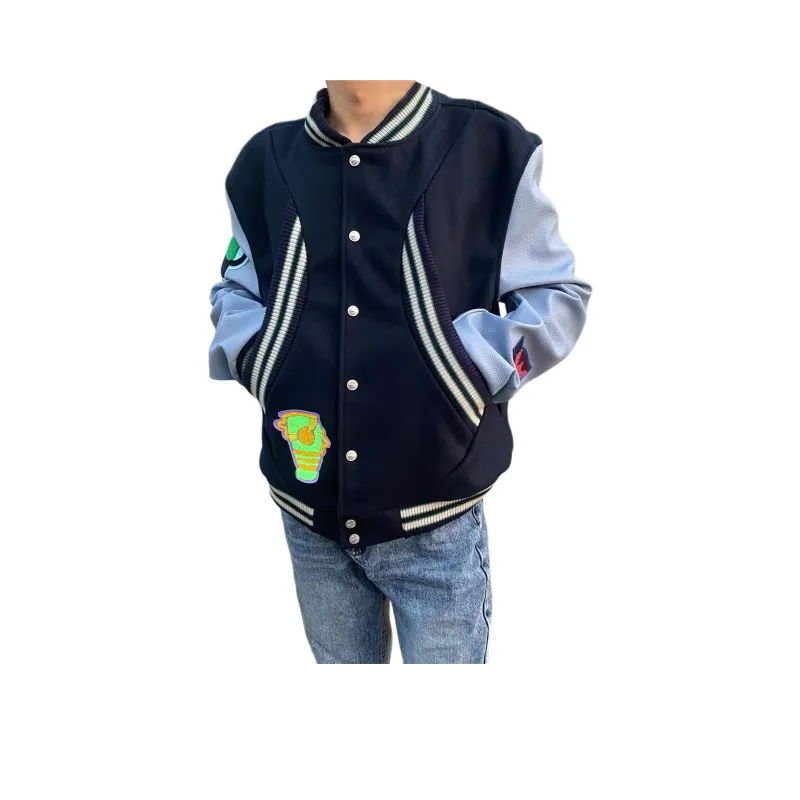 SUNSETMONENT Baseball Jacket Unisex Navy Blue-0