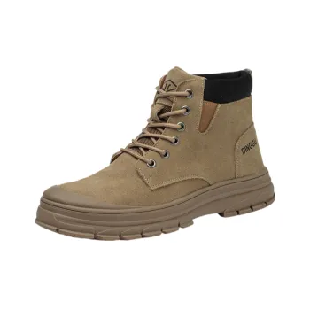 DINGGU Slip Resistant Breathable Abrasion Resistant High Top Casual Shoes Men's Brown