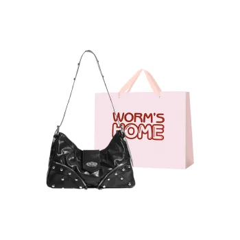 Worm's Home Artificial Leather Shoulder Bag Women's Black