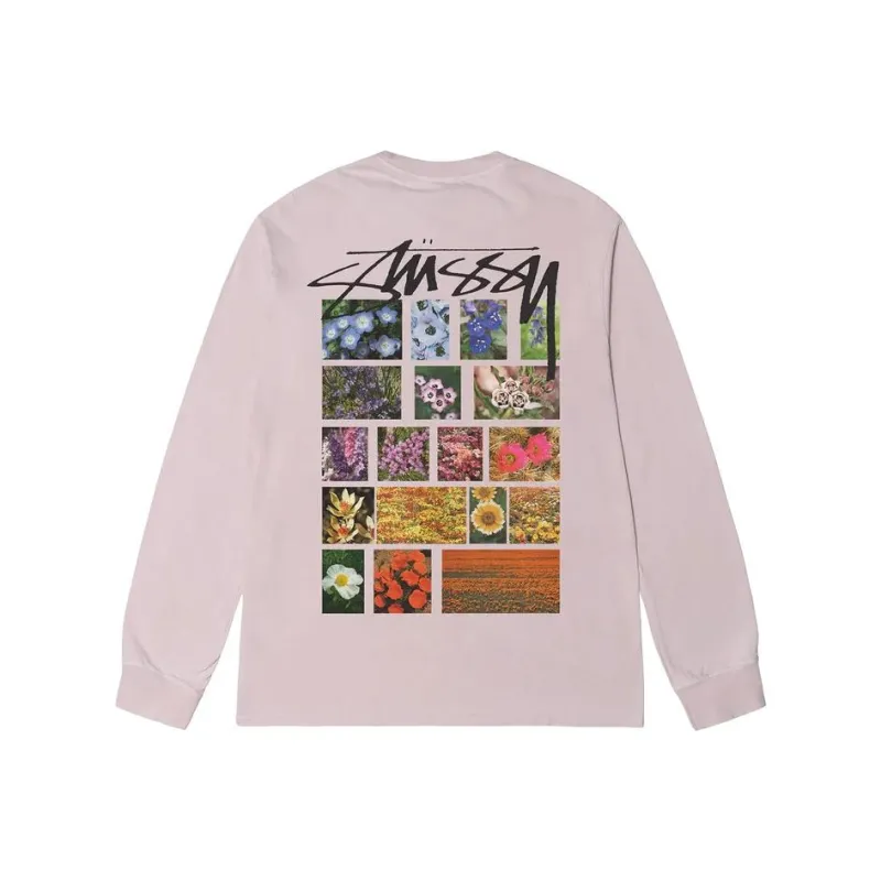 Stussy Flower Grid Pigment Dyed Long Sleeve Tee-6