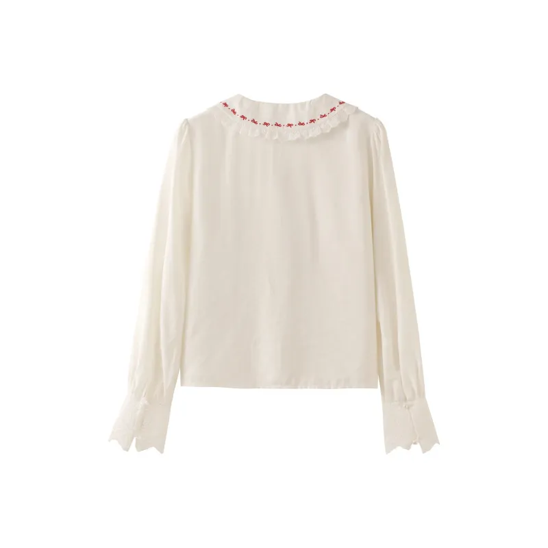 Miss Chipmunk Shirt Women's Embroidered White-1