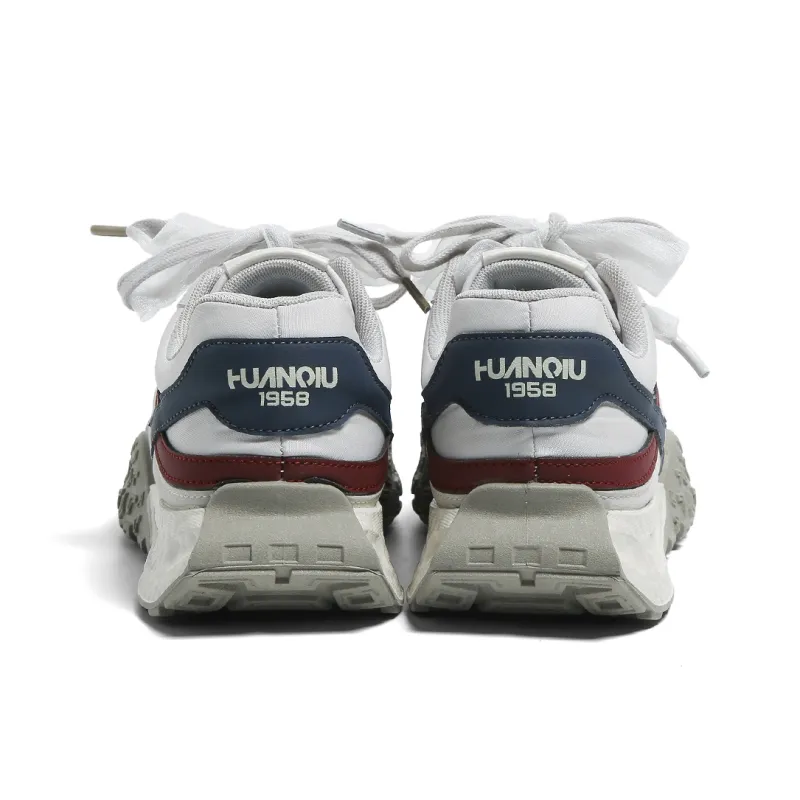 HUANQIU Anti Slip And Wear Resistant Height Increasing Low Top Casual Shoes Women's Gray Red-6