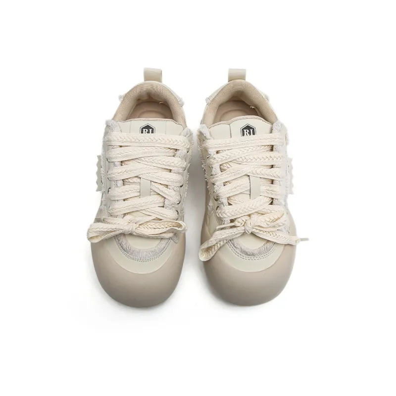 Than Than Me Low Top Skateboard Shoes Women's Beige-2