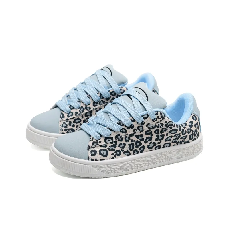 Yalu Low Top Skateboard Shoes Unisex Leopard Print Blue-2