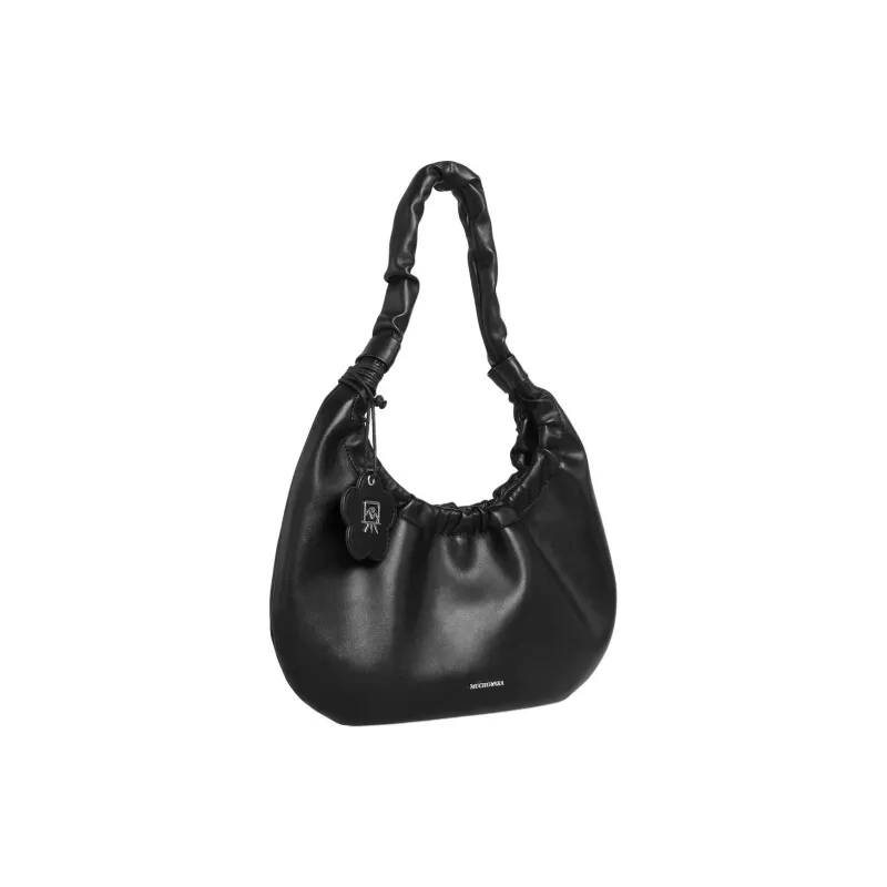 Kikawa Card Synthetic Leather Shoulder Bag Medium Size Women's Black-1