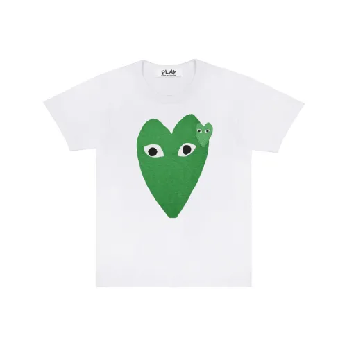Comme Des Garcons Play Women's Green Hearts T shirt White
