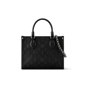 LOUIS VUITTON ONTHEGO Cow Leather Tote Bag, Shopping Bag, Shoulder Bag, Handbag Trumpets Women's Black