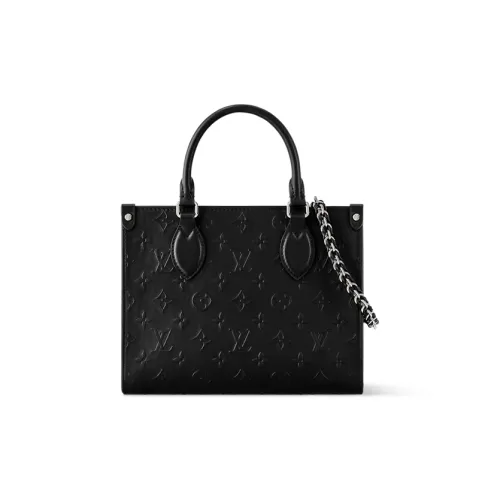 LOUIS VUITTON ONTHEGO Cow Leather Tote Bag, Shopping Bag, Shoulder Bag, Handbag Trumpets Women's Black