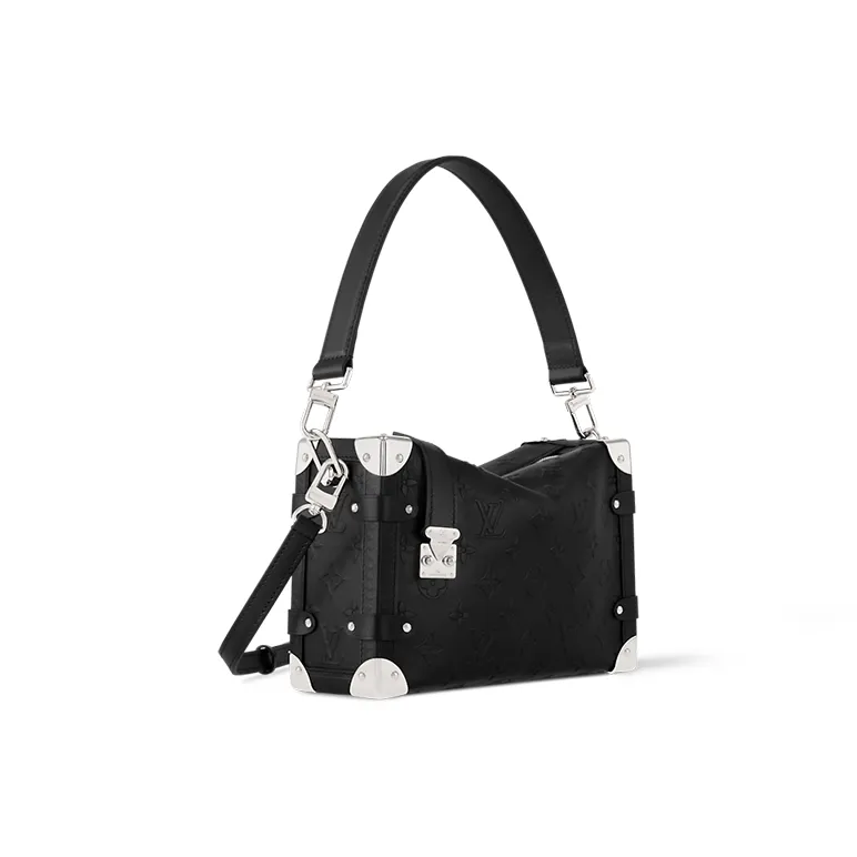 LOUIS VUITTON SIDE TRUNK Cow Leather Shoulder Bag Medium Size Women's Black-1