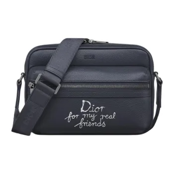 DIOR Rider 2.0 Grained Calfskin Shoulder Bag Unisex Marine Blue