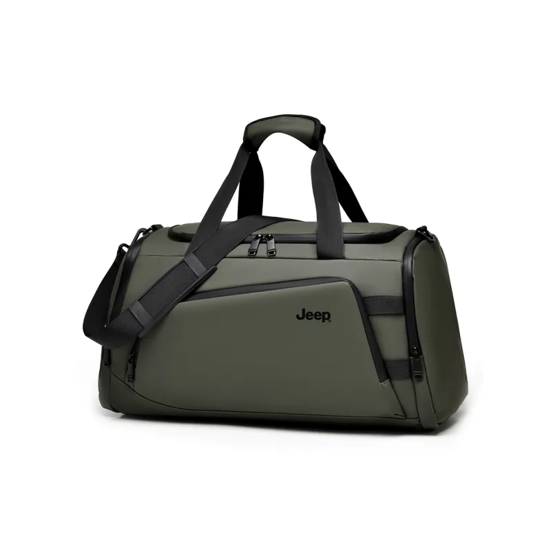 Jeep PU Leather Luggage Bag Gym Bag Large Size Unisex Black/Gray/Green-12