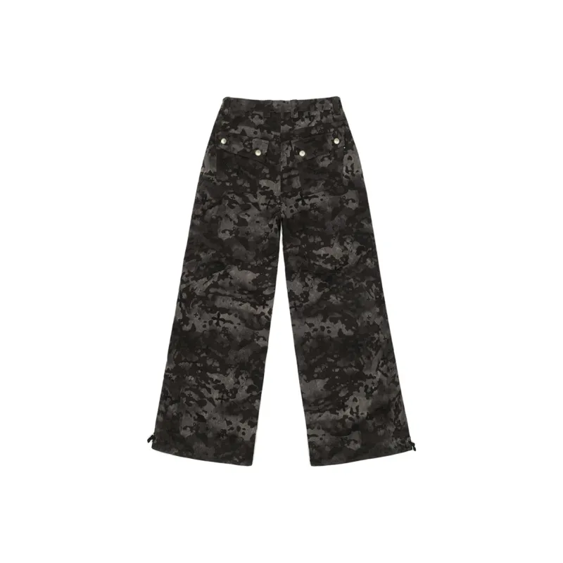 SMFK Cargo Pants Unisex Black Camouflage Garden-1