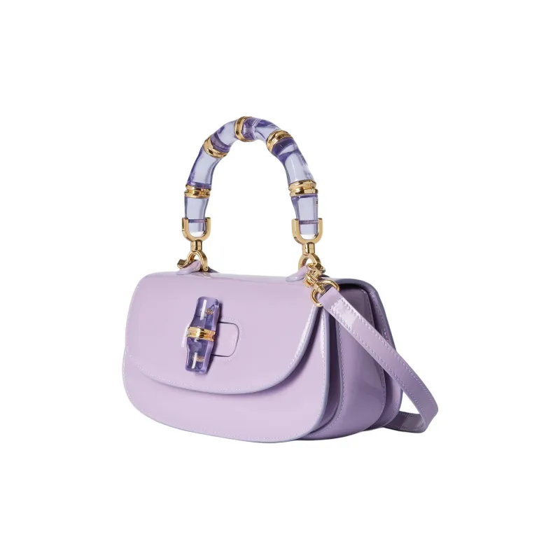 GUCCI Leather Shoulder Bag, Crossbody Bag, Handbag Trumpets Women's Light Purple-1
