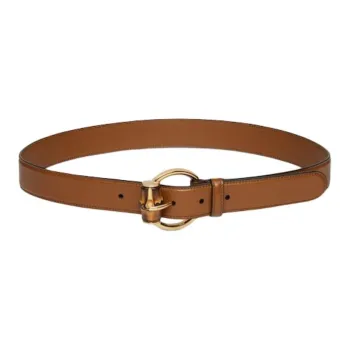 GUCCI Leather, Metal Leather Belts Women's Brown 3CM