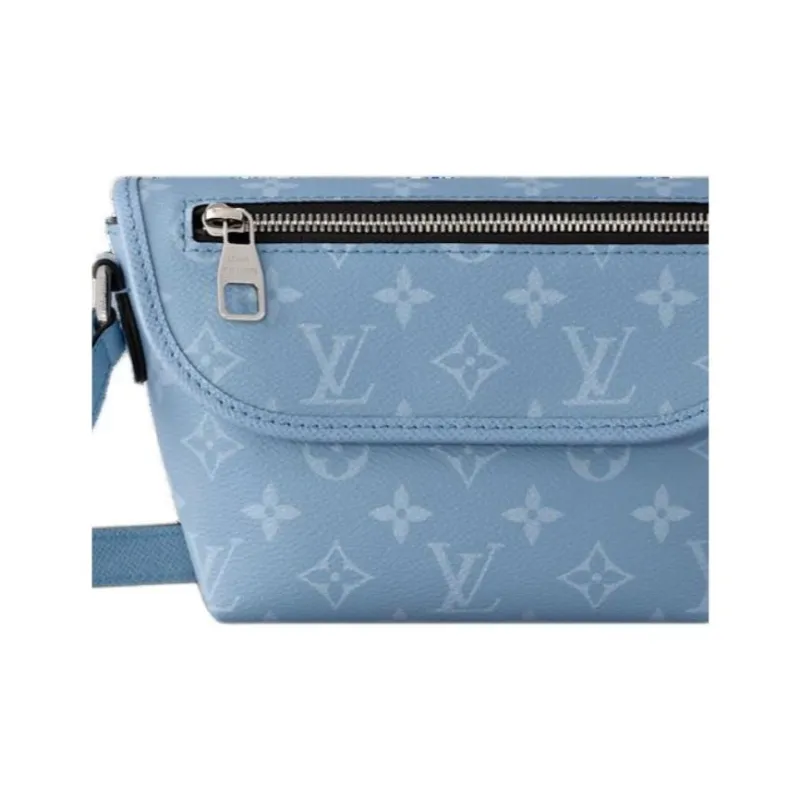 LOUIS VUITTON Pulse Monogram Coated Canvas With Taiga Cow Leather Wallet, Shoulder Bag Regular Men's Sky Blue-4