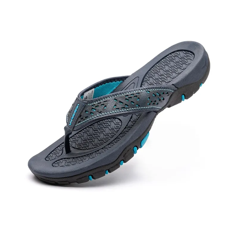 HOBIBEAR Odor Resistant Abrasion Resistant Slip Resistant Flip Flops Men's Dark Gray-1