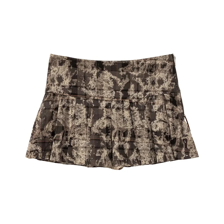 CHUU Casual Short Skirts Women's Coffee Plaid-1
