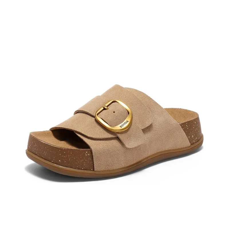 Senda Leather Patchwork Slide Slippers Women's-5
