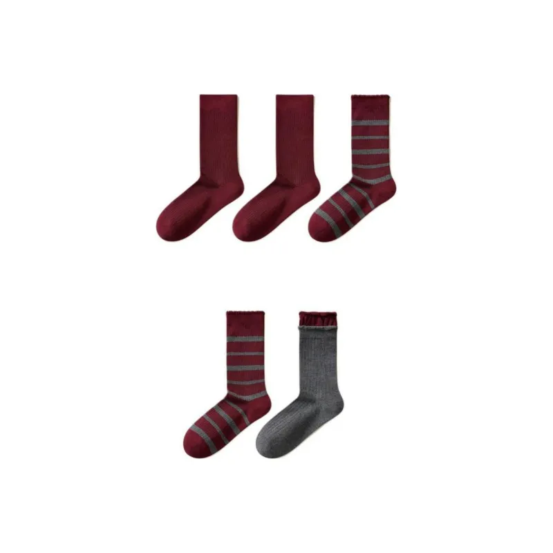 Temooues Mid Calf Socks Women's Combo Set-11