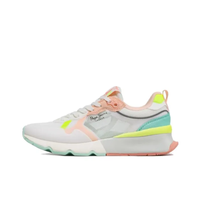 Pepe Jeans Brit Pro Bright Low Top Casual Shoes Women's White Pink-0