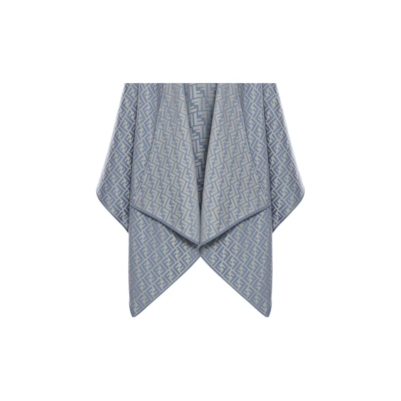 FENDI Wool Silk Shawls Women's Blue-2