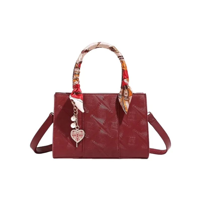 PESASRIE Microfiber Synthetic Leather Handbag Women's Burgundy-0