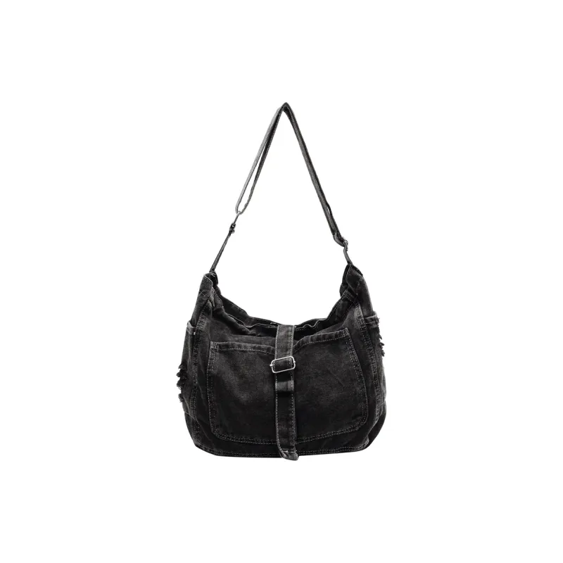 SUN EARTH &U Denim Crossbody Bag Shoulder Bag Regular Women's Black/Dark Blue/Light Blue-0