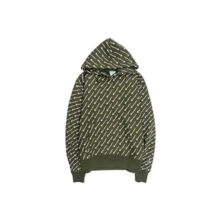 Champion Hooded Regular Sweatshirt US Version Unisex Army Green-0