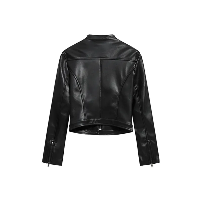 LEMON FAIRY Leather Jacket Women's Black-1
