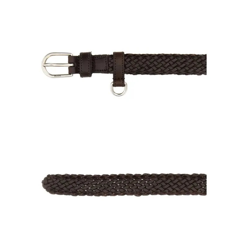 PRADA Calfskin Leather Belts Women's Brown -2