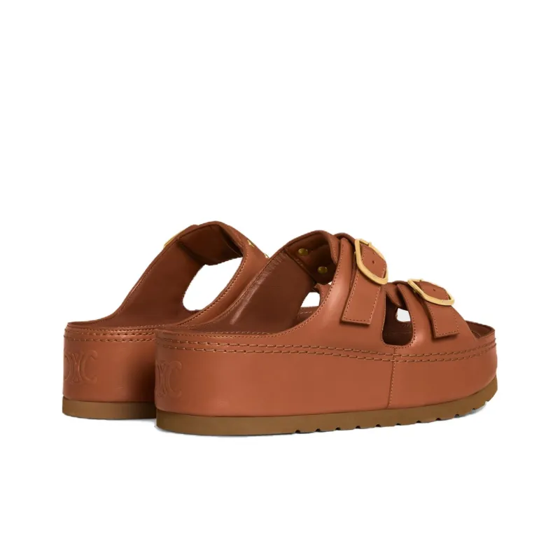 CELINE Slip Resistant Slide Slippers Women's Brown-3