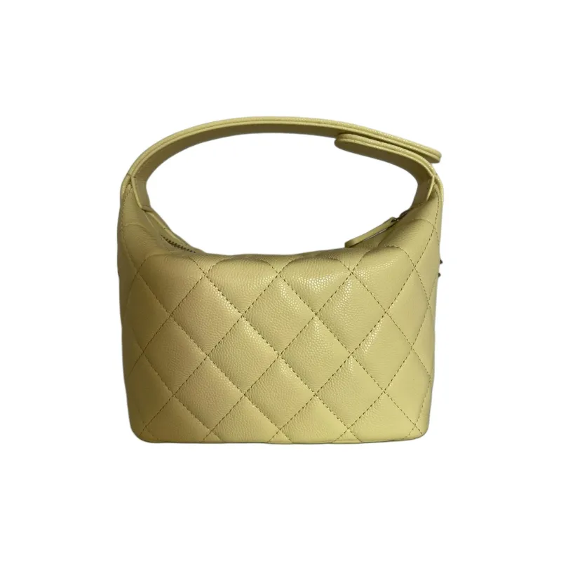 CHANEL Cow Leather Handbag Small Size Women's Yellow-1