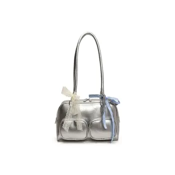 DALO PU Shoulder Bag Women's Silver/Coffee/Red/Brown/Black/White