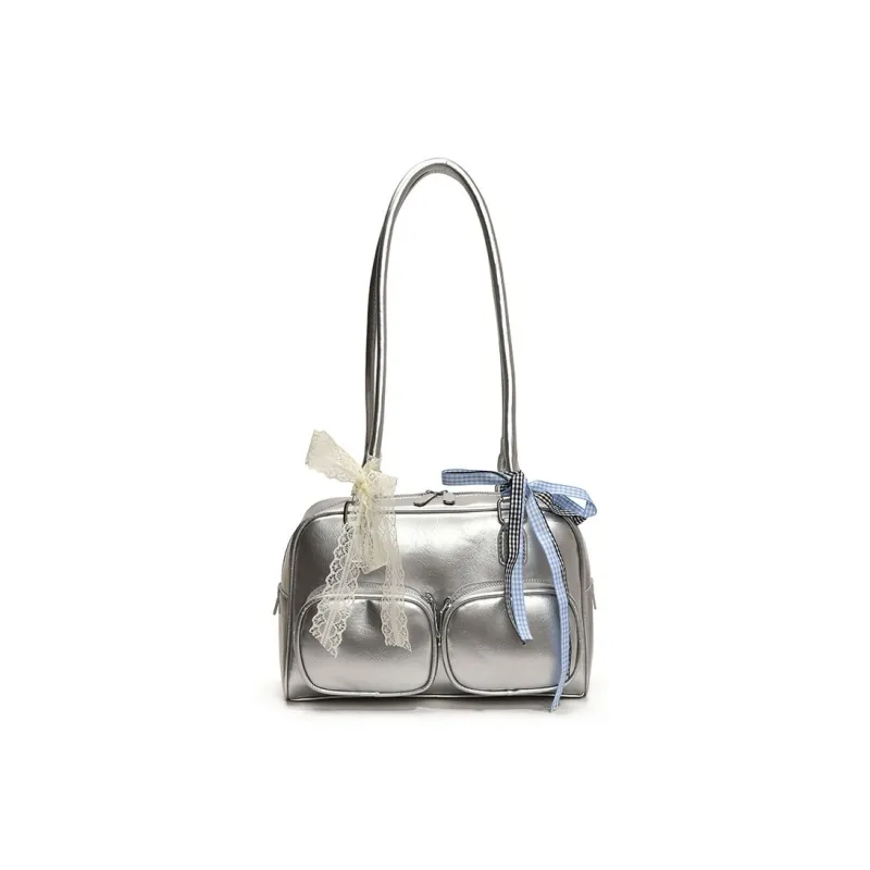 DALO PU Shoulder Bag Women's Silver/Coffee/Red/Brown/Black/White-0