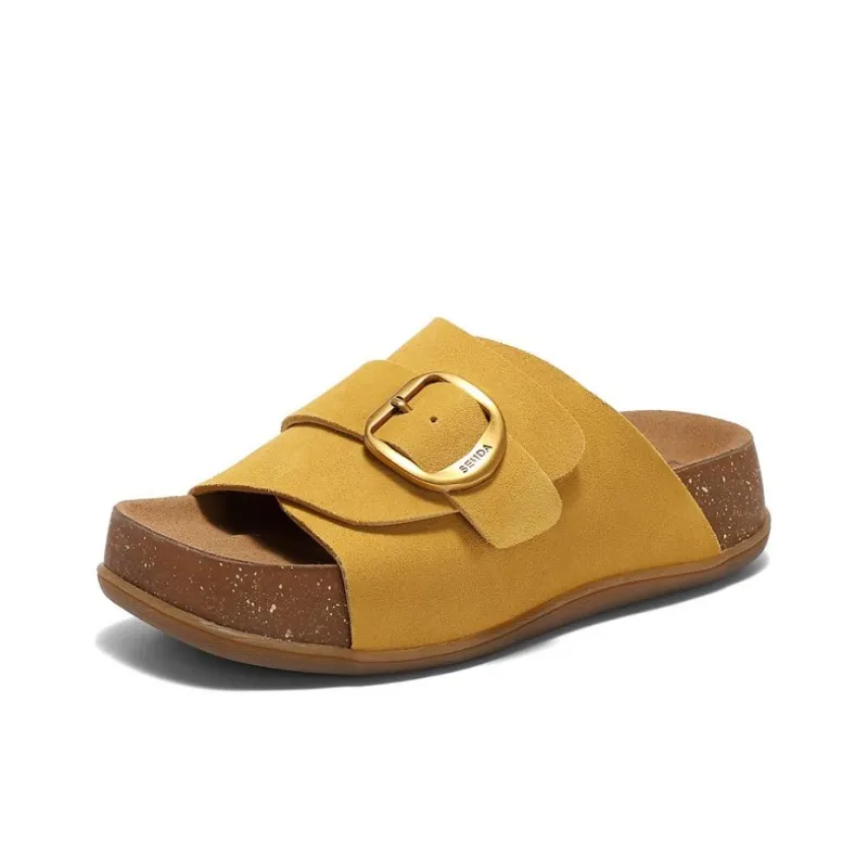 Senda Leather Patchwork Slide Slippers Women's-1