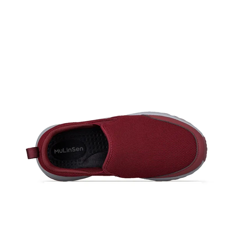 Mulinsen Cushioned Slip Resistant Breathable Low Top Casual Shoes Unisex Maroon-2