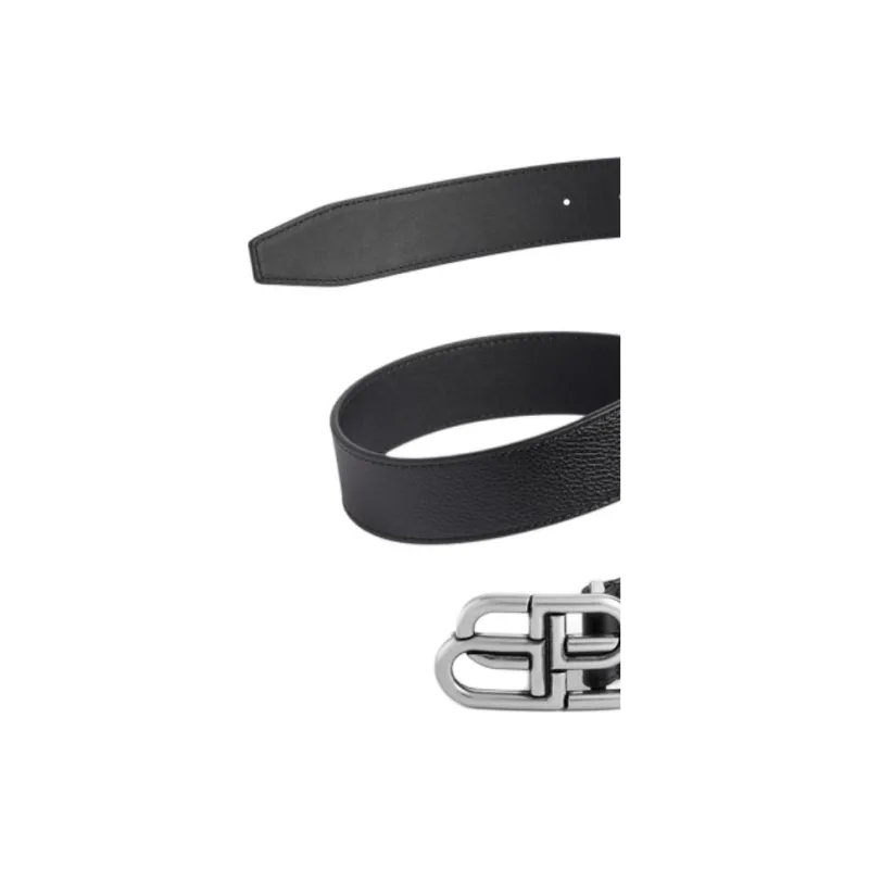 Balenciaga Cow Leather Belts Men's Black 3.5CM-2