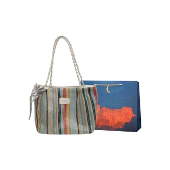 Elsvet Straw Woven Shoulder Bag Regular Women's White/Coffee/Khaki