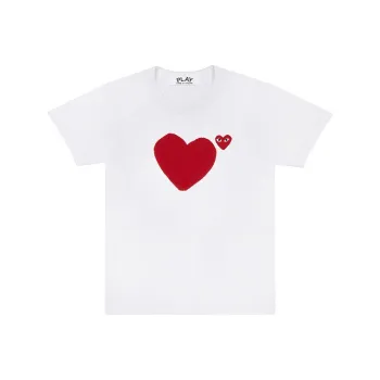 CDG Play Women's Red Emblem No Eyes T shirt White