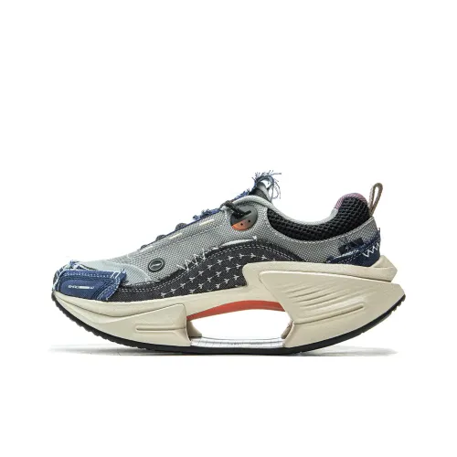 Staple x LiNing Lightweight Rebound Wear Resistant Low Top Casual Shoes Men's Gray Black Blue