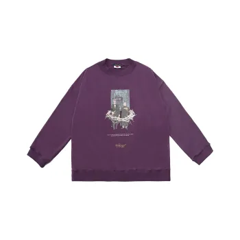 UNVESNO Crew Neck Loose Fit Regular Sweatshirt Unisex Purple